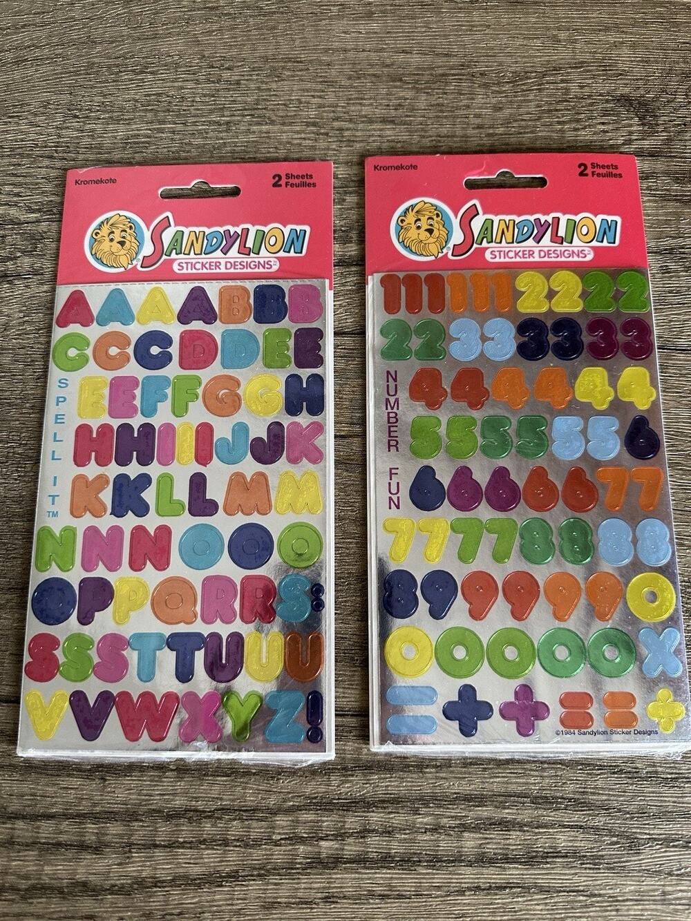 Vintage Sandylion Alphabet Number Stickers Rainbow Foil Iridescent Sealed